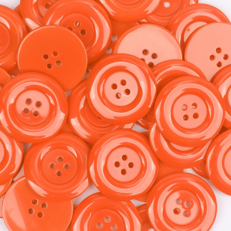 YAKA 50pcs 4 Holes Round Sewing Resin Buttons1.5inch/38mm in Bulk for Environmental Sewing Fasteners Scrapbooking DIY Sewing Tailor Crafts Coats Clothe Orange - Image 4
